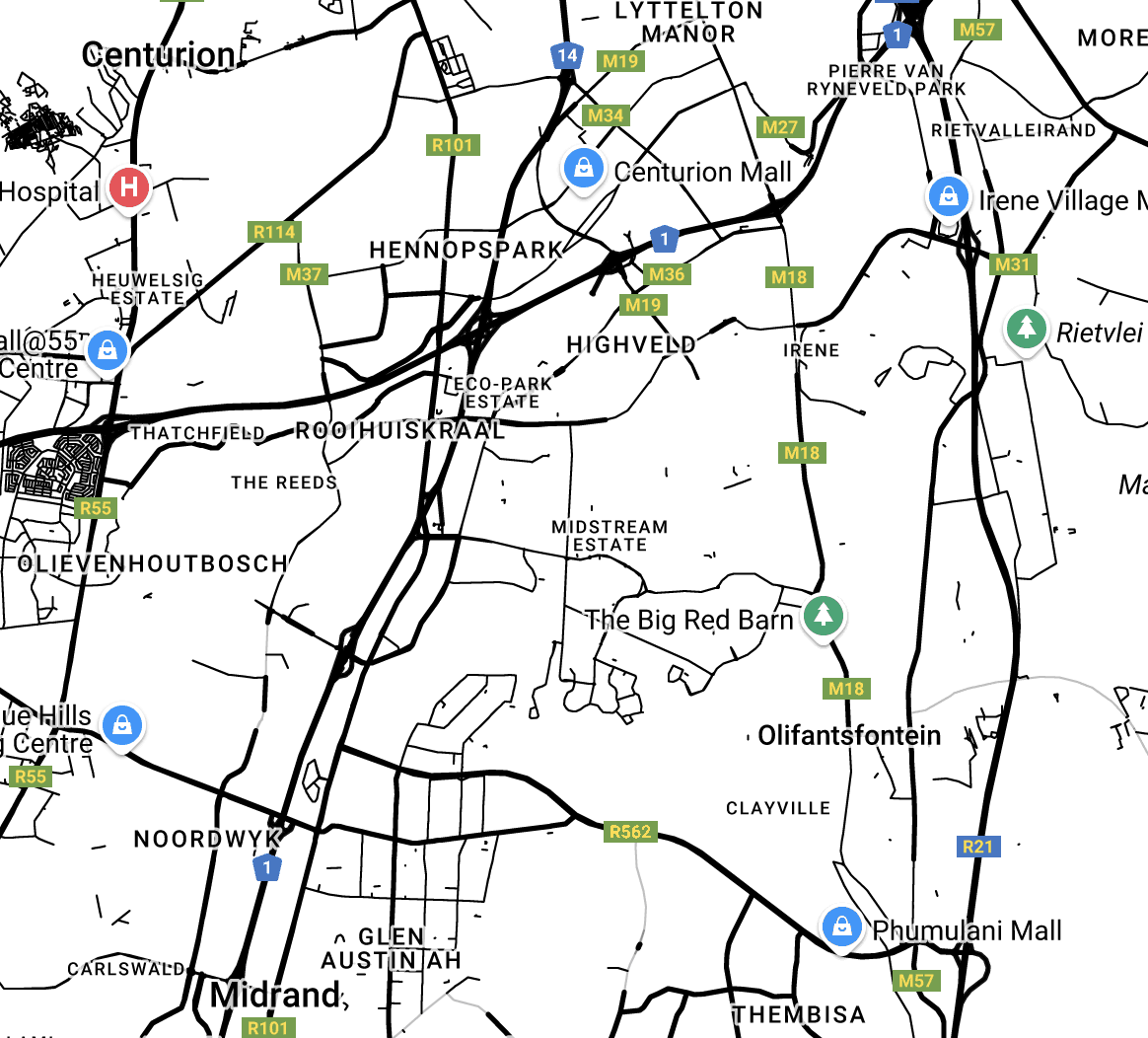 Map showing location in Centurion, South Africa